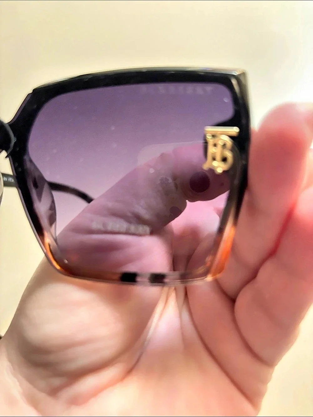 Burberry Daisy Square Sunglasses Black & Brown NWOT